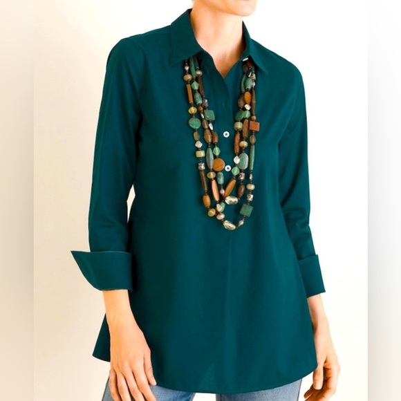 Chicos No Iron Button Front Popover Tunic Blouse - Picture 1 of 7